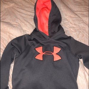 grey and orange hoodie